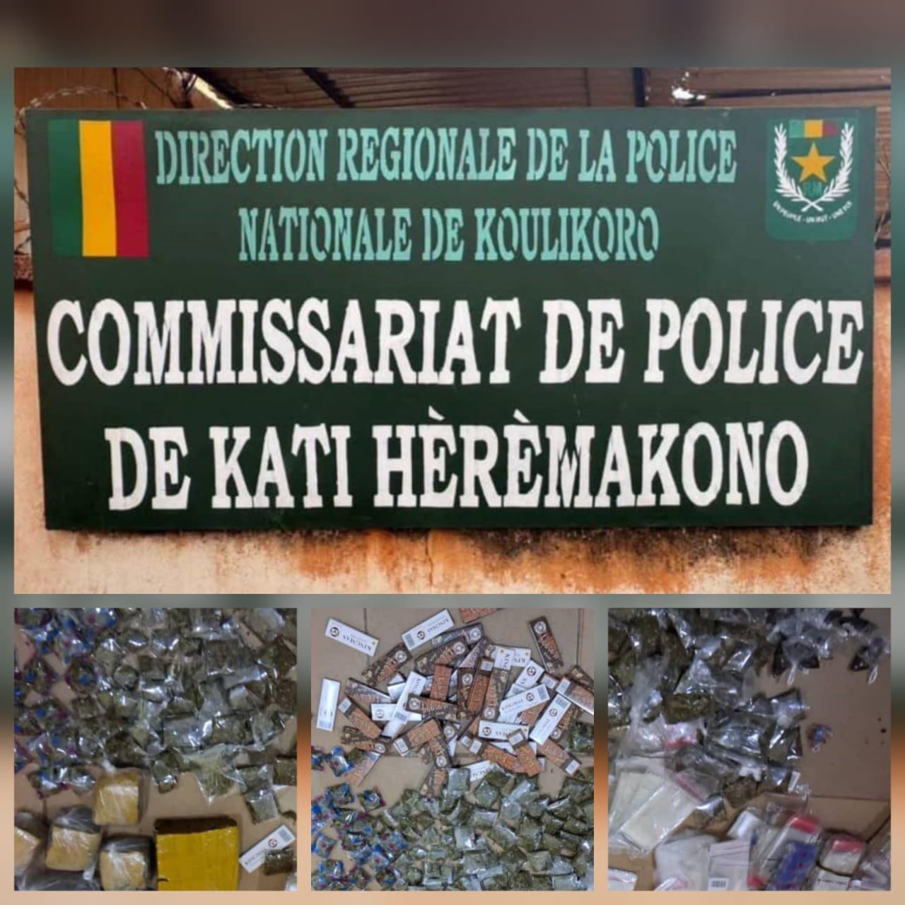 Kati-Hérémakono: Trois trafiquants arrêtés et une quantité significative de stupéfiants saisie par la police